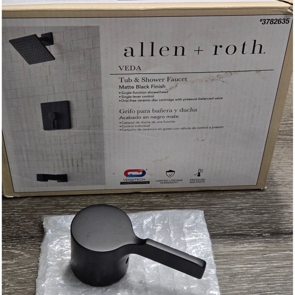 Allen + Roth Veda Matte Black Shower Faucet Single Handle Replacement F12A0010BL